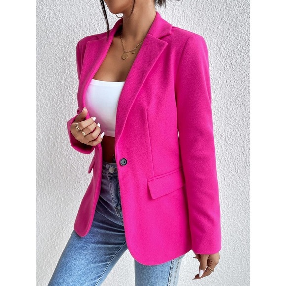 blush pink pastel Lapel Collar blazer jacket - Picture 7 of 12
